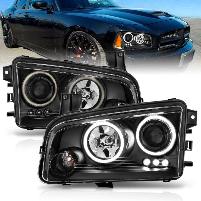 Load image into Gallery viewer, ANZO 2006-2010 Dodge Charger Projector Headlights w/ Halo Chrome (CCFL)
