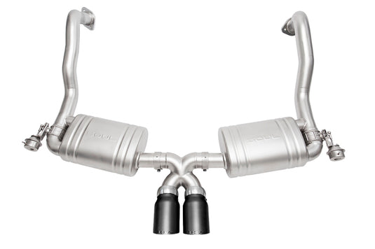 SOUL 15-16 Porsche 981 GT4 / Spyder Performance Exhaust - Slash Cut Satin Black Tips