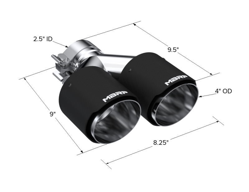 Load image into Gallery viewer, MBRP Universal Carbon Fiber Dual Tip 4in OD/2.5in Inlet

