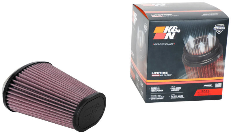 Load image into Gallery viewer, K&amp;N Universal Clamp-On Air Filter 2.844x4.813in Flg ID x 6.5x4.75in B OD x 4.5x3.25in T OD x 7.5in H
