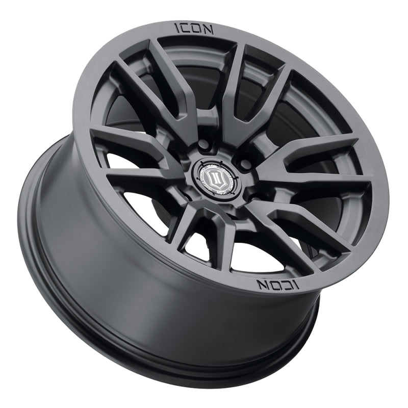 Load image into Gallery viewer, ICON Vector 6 17x8.5 6x5.5 0mm Offset 4.75in BS 106.1mm Bore Satin Black Wheel
