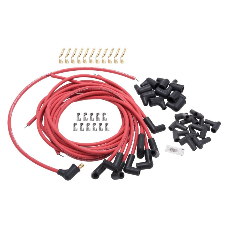 Load image into Gallery viewer, Edelbrock Spark Plug Wire Set Universal 90 Deg Boots 50 Ohm Resistance 8 65mm Red Wire (Set of 9)
