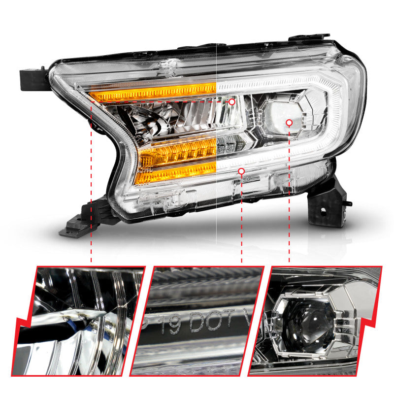 Load image into Gallery viewer, ANZO 19-23 Ford Ranger Full LED Projector Headlights w/ Initiation &amp; Sequential - Chrome
