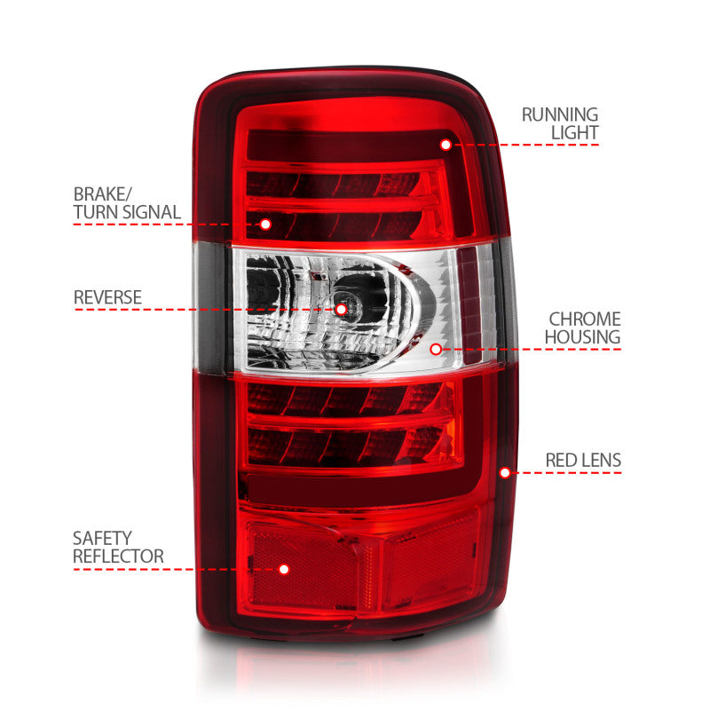 Load image into Gallery viewer, ANZO 2000-2006 Chevrolet Tahoe LED Tail Lights w/ Red Lens Chrome Housing
