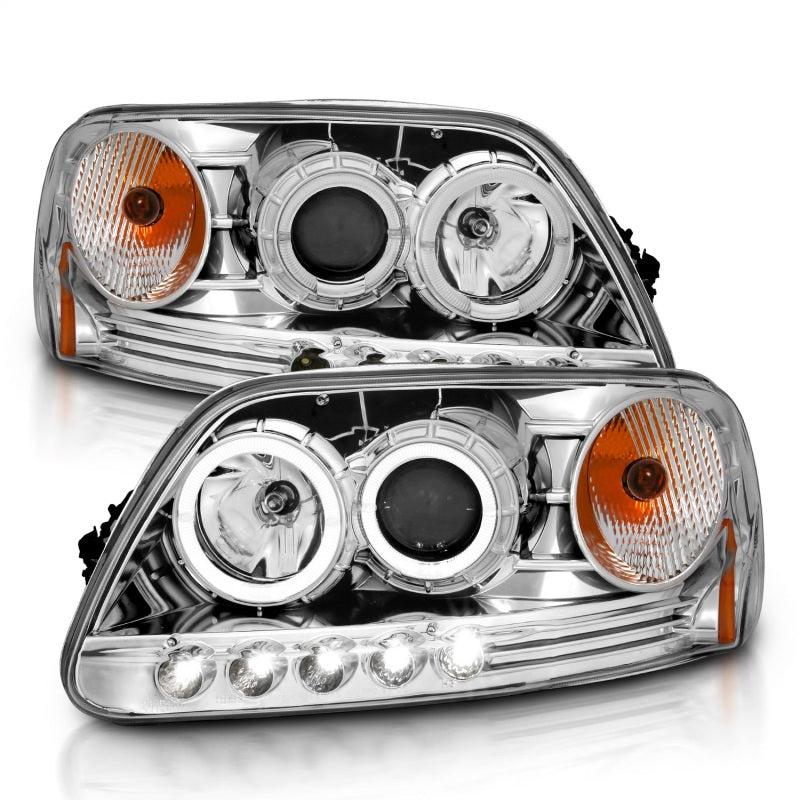 Load image into Gallery viewer, ANZO 1997.5-2003 Ford F-150 Projector Headlights w/ Halo and LED Chrome 1pc
