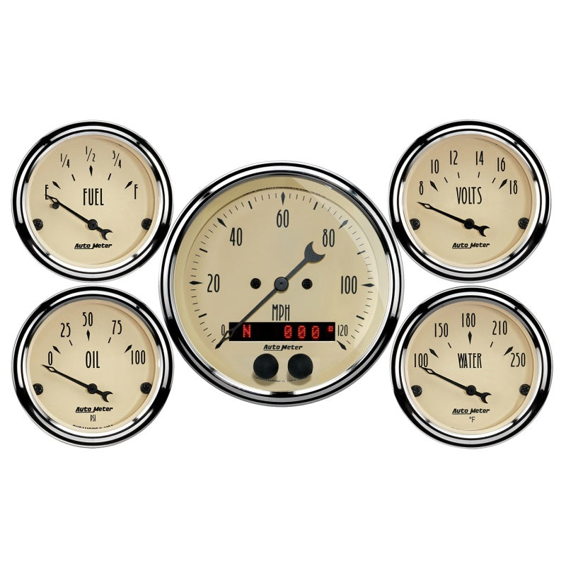 Load image into Gallery viewer, AutoMeter 3-3/8in &amp; 2-1/16in GPS Speedometer Antique Beige Gauge Kit - 5 Pc
