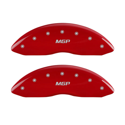 MGP 4 Caliper Covers Engraved Front & Rear Block/Charger Red finish silver ch