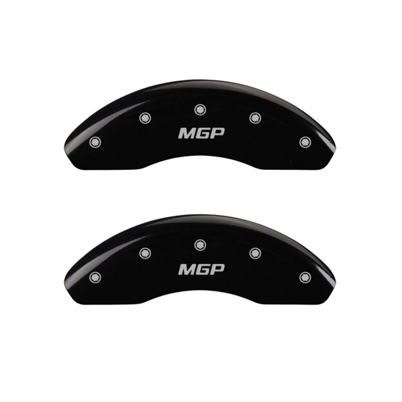 Load image into Gallery viewer, MGP Front set 2 Caliper Covers Engraved Front MGP Black finish silver ch
