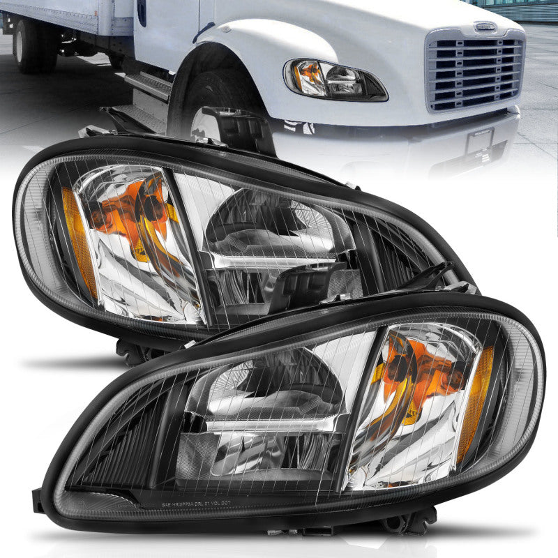 Load image into Gallery viewer, ANZO 2002-2014 Freightliner M2 LED Crystal Headlights Black Housing w/ Clear Lens (Pair)
