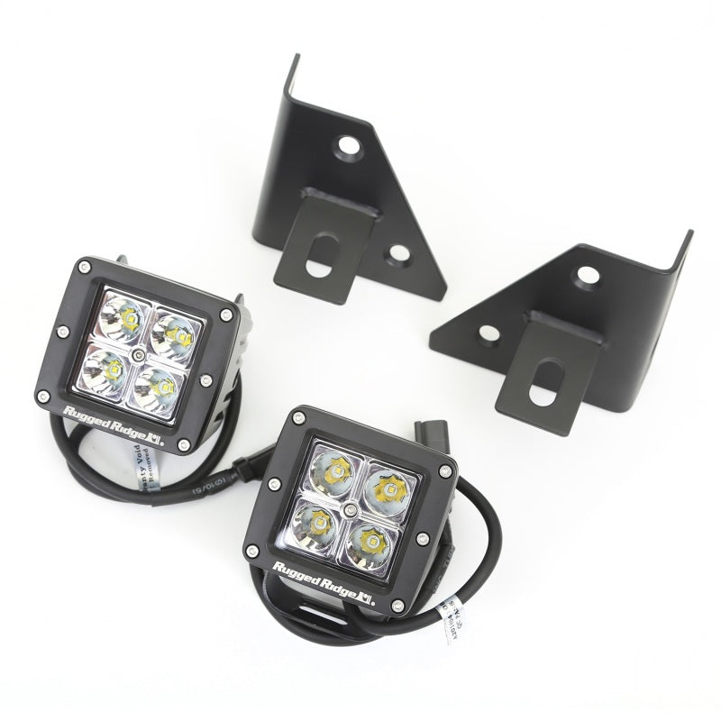 Load image into Gallery viewer, Rugged Ridge 76-95 Jeep Wrangler CJ/YJ Square Windshield LED Kit w/ Brackets

