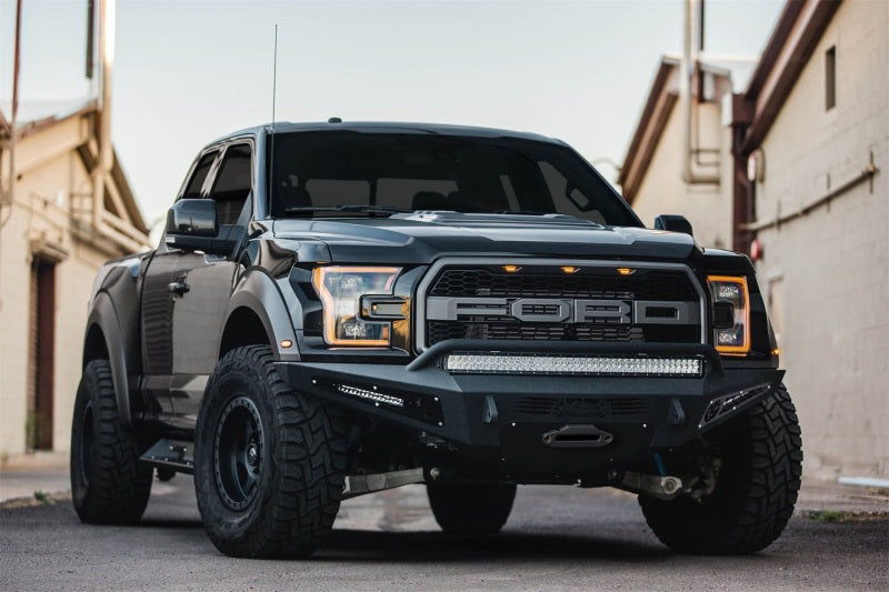 Load image into Gallery viewer, Addictive Desert Designs 17-18 Ford F-150 Raptor HoneyBadger Front Bumper w/ Winch Mount

