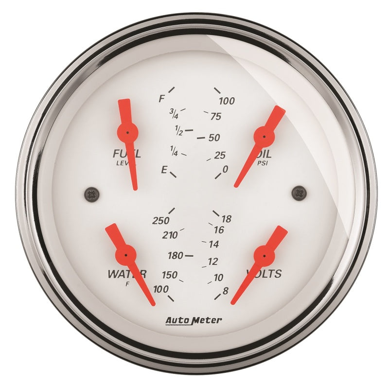 Load image into Gallery viewer, AutoMeter Gauge Quad 3-3/8in. 0 Ohm(e) to 90 Ohm(f)Elec Arctic White
