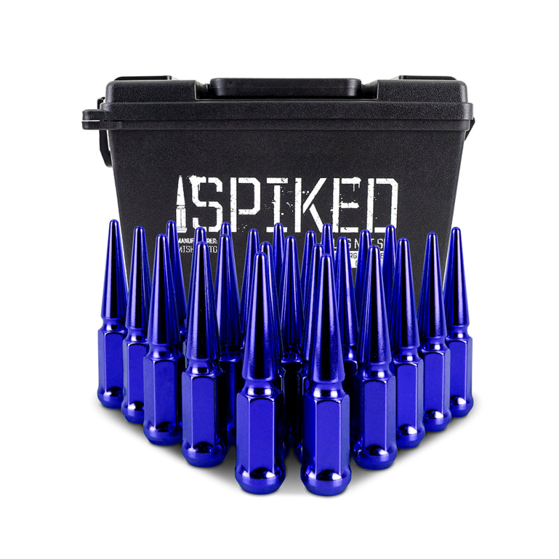 Load image into Gallery viewer, Mishimoto Mishimoto Steel Spiked Lug Nuts M14 x 1.5 24pc Set Blue
