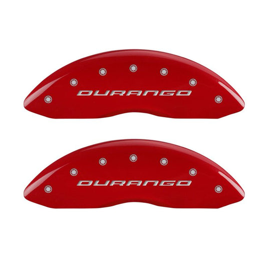 MGP 4 Caliper Covers Engraved Front & Rear With out stripes/Durango Red finish silver ch
