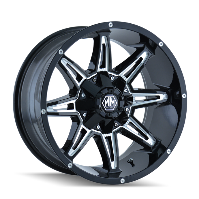 Mayhem 8090 Rampage 17x9 / 5x114.3 BP / -12mm Offset / 87mm Hub Black w/ Milled Spokes Wheel