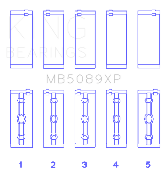 King Engine Bearings Toyota 1RZ/2RZ/3RZ Crankshaft Main Bearing Set (Set of 5)