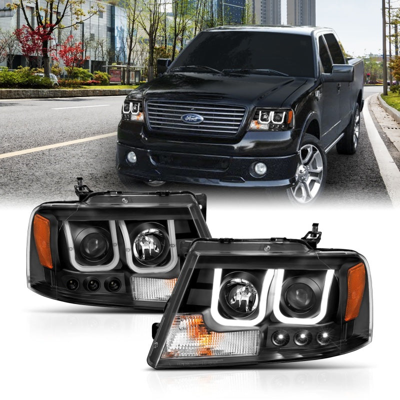 Load image into Gallery viewer, ANZO 2004-2008 Ford F-150 Projector Headlights w/ U-Bar Black
