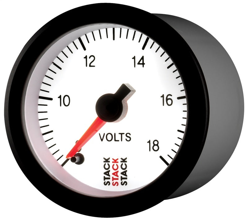 Load image into Gallery viewer, Autometer Stack 52mm 8-18V Pro Stepper Motor Battery Voltage Gauge - White
