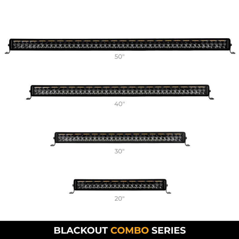 Load image into Gallery viewer, Go Rhino Xplor Blackout Combo Series Dbl Row LED Light Bar w/Amber (Side/Track Mount) 21.5in. - Blk
