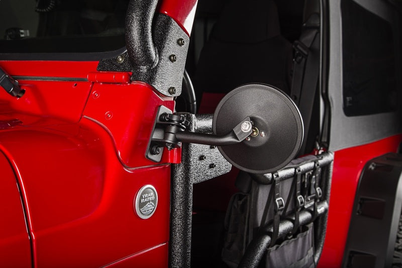 Load image into Gallery viewer, Rugged Ridge 97-18 Jeep Wrangler Textured Black Round Stubby Trail Mirror Kit
