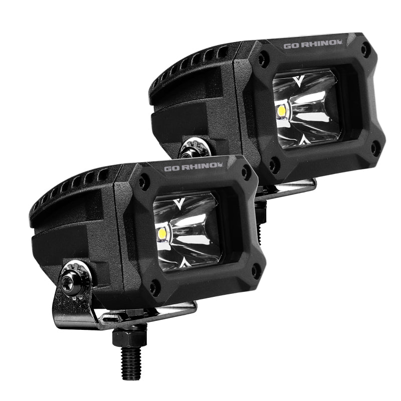 Load image into Gallery viewer, Go Rhino Xplor Bright Series Rectangle LED Spot Light Kit (Surface/Thread Stud Mnt) 3x2 - Blk (Pair)
