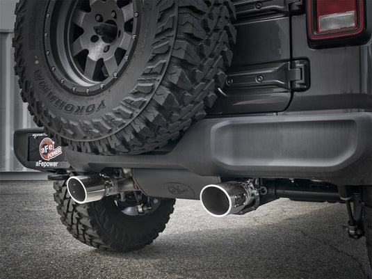 aFe Rebel Series 2.5in 304 SS Cat-Back Exhaust w/ Polished Tips 2018+ Jeep Wrangler (JL) V6 3.6L