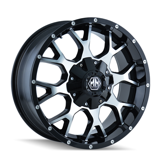 Mayhem 8015 Warrior 18x9 / 5x114.3 BP / -12mm Offset / 87mm Hub Black/Machined Face Wheel