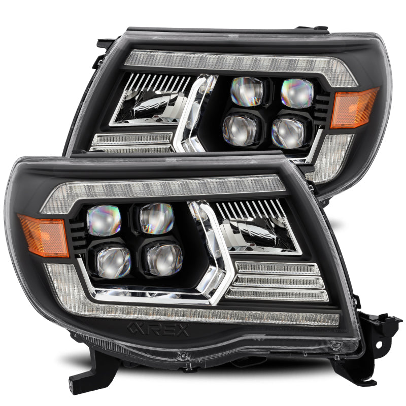 Load image into Gallery viewer, AlphaRex 05-11 Toyota Tacoma NOVA LED Projector Headlights Plank Style Alpha Black w/Activ Light/DRL
