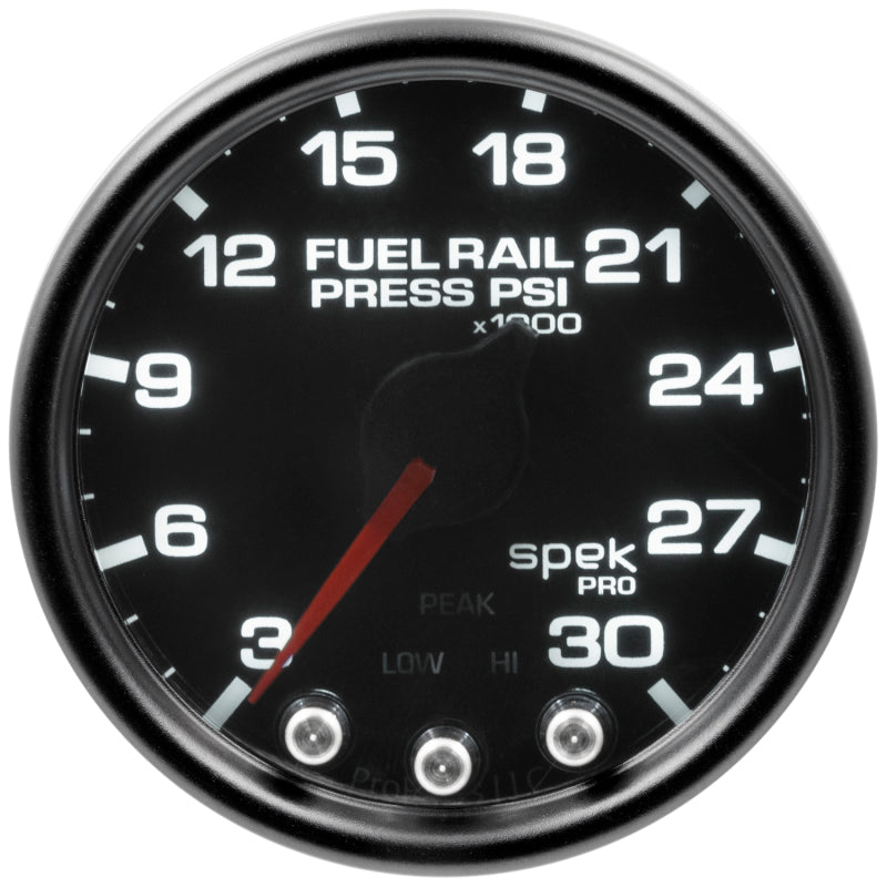 Load image into Gallery viewer, Autometer Spek-Pro Gauge Rail Press 2 1/16in 30Kpsi Stepper Motor W/Peak &amp; Warn Blk/Smoke/Blk
