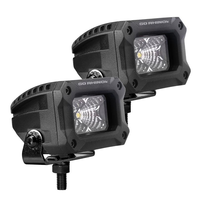 Load image into Gallery viewer, Go Rhino Xplor Bright Series Rectangle LED Flood Light Kit (Surface/Thread Std Mnt) 3x2 - Blk (Pair)
