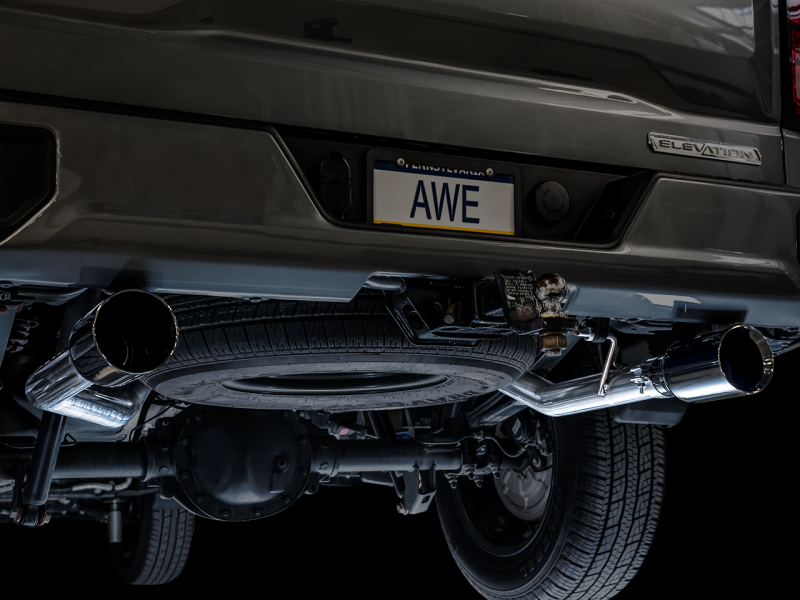 Load image into Gallery viewer, AWE Tuning 4th Gen GM 1500 5.3L 0FG Cat-Back Split Rear Exit (Flat Bumper) - Dual Diamond Tips
