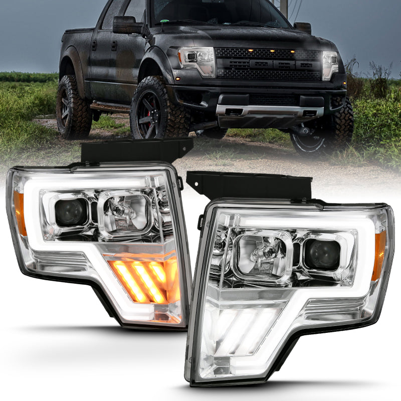 Load image into Gallery viewer, ANZO 2009-2013 Ford F-150 Projector Light Bar G4 Switchback H.L. Chrome Amber
