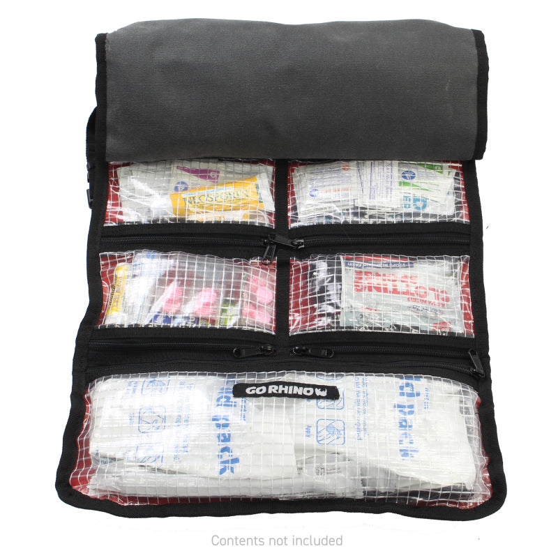 Load image into Gallery viewer, Go Rhino XVenture Gear First Aid Roll - Large (5x5in. Closed) 12oz Waxed Canvas - Black
