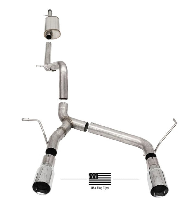 Load image into Gallery viewer, Corsa 2007-2018 Jeep Wrangler JKU 3.6L/3.8L 2.75in Sport Cat-Back Exhaust w/ 4in American Flag Tips
