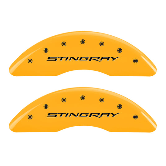 MGP 4 Caliper Covers Engraved Front & Rear Stingray Yellow finish black ch