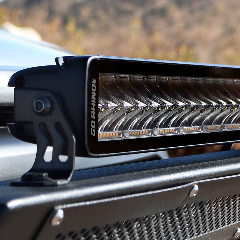 Load image into Gallery viewer, Go Rhino Xplor Blackout Combo Series Dbl Row LED Light Bar w/Amber (Side/Track Mount) 32in. - Blk
