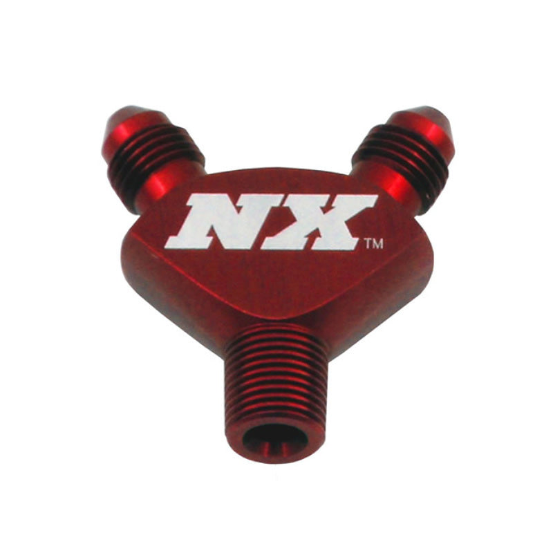 Load image into Gallery viewer, Nitrous Express 1/8NPT x 3AN x 3AN Billet Pure-Flo Y Fitting - Red
