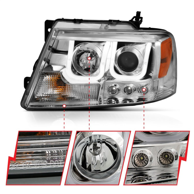 Load image into Gallery viewer, ANZO 2004-2008 Ford F-150 Projector Headlights w/ U-Bar Chrome
