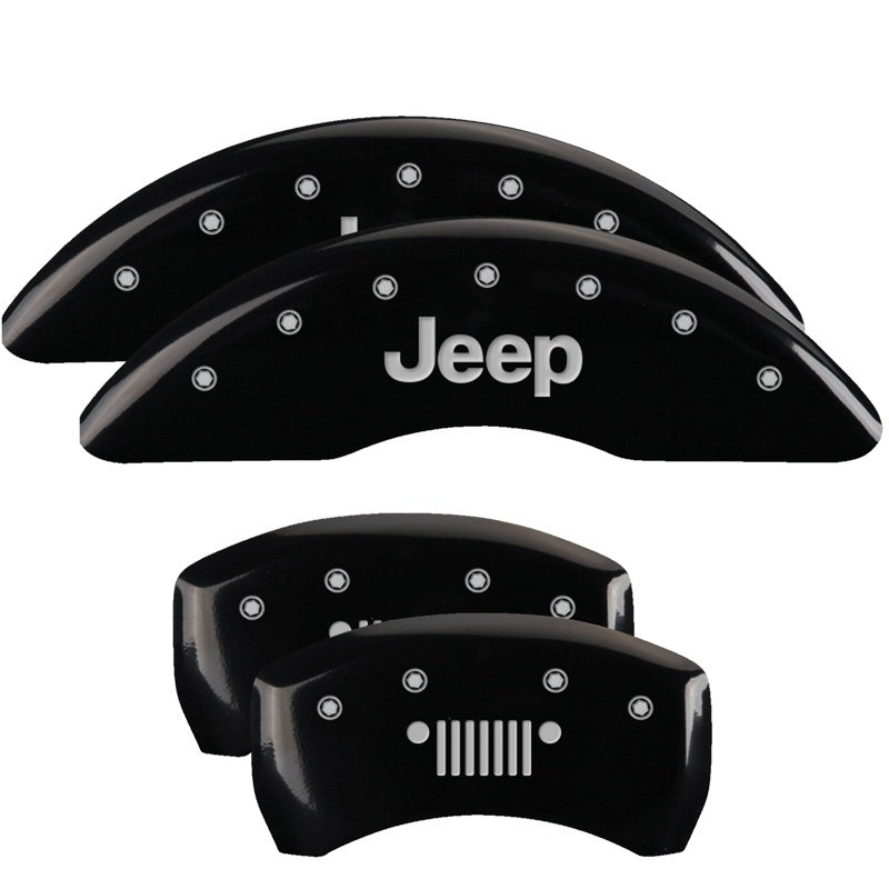 Load image into Gallery viewer, MGP 4 Caliper Covers Engraved Front &amp; Rear MGP Black finish silver ch
