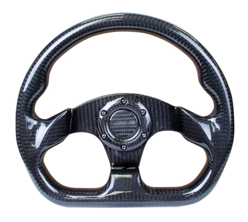 Load image into Gallery viewer, NRG Carbon Fiber Steering Wheel (320mm) Flat Bottom w/Shiny Black Carbon
