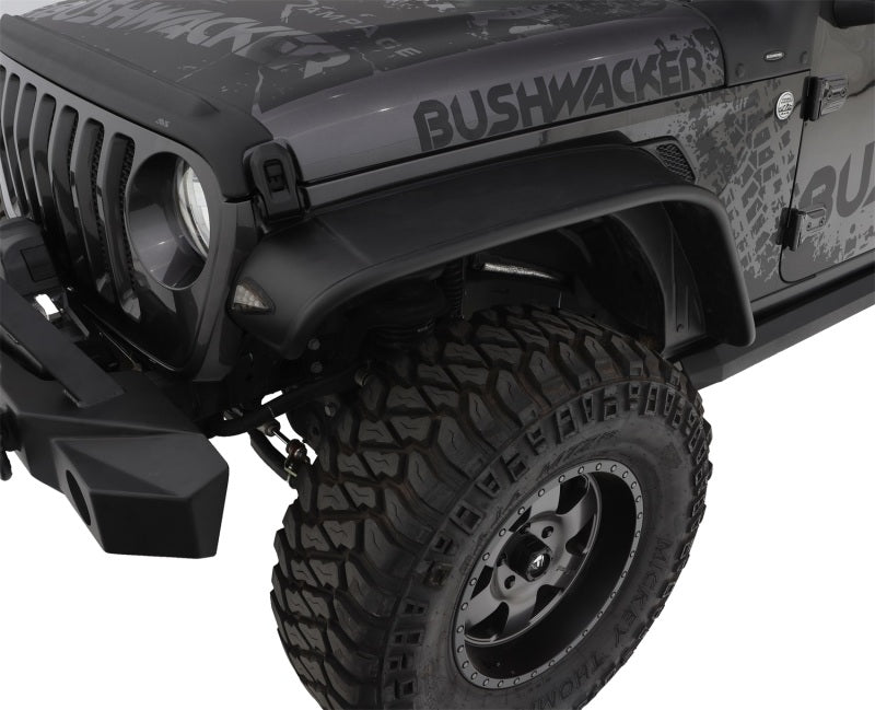 Load image into Gallery viewer, Bushwacker18-22 Jeep Wrangler JL 2/4 Door Front Flat Style Flares 2pc - Black
