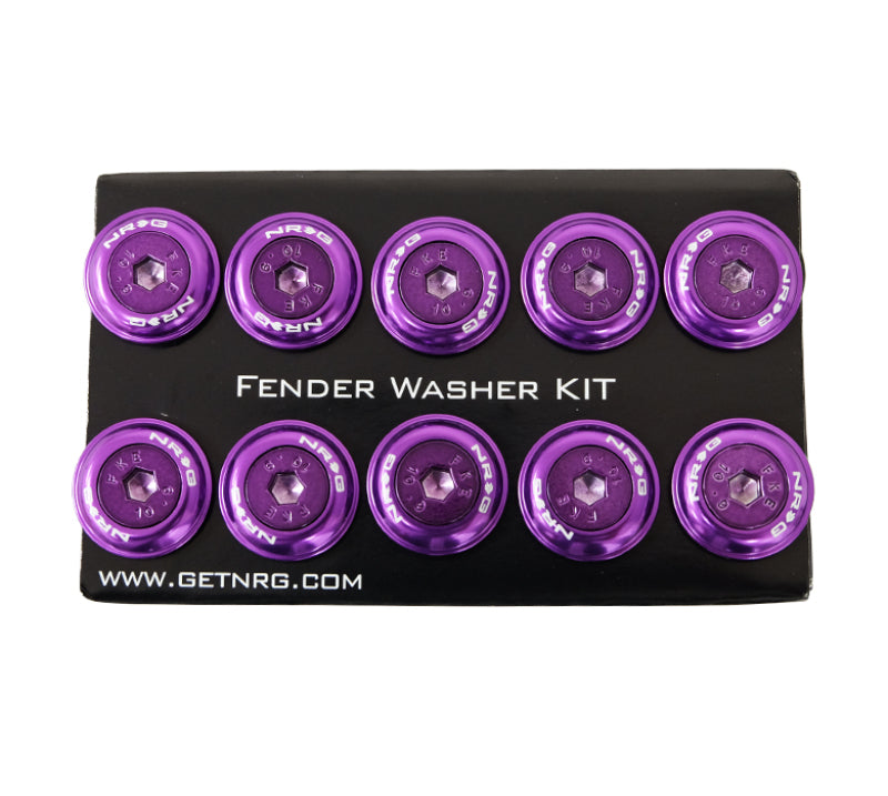 Load image into Gallery viewer, NRG Fender Washer Kit w/Color Matched M6 Bolt Rivets For Plastic (Purple) - Set of 10
