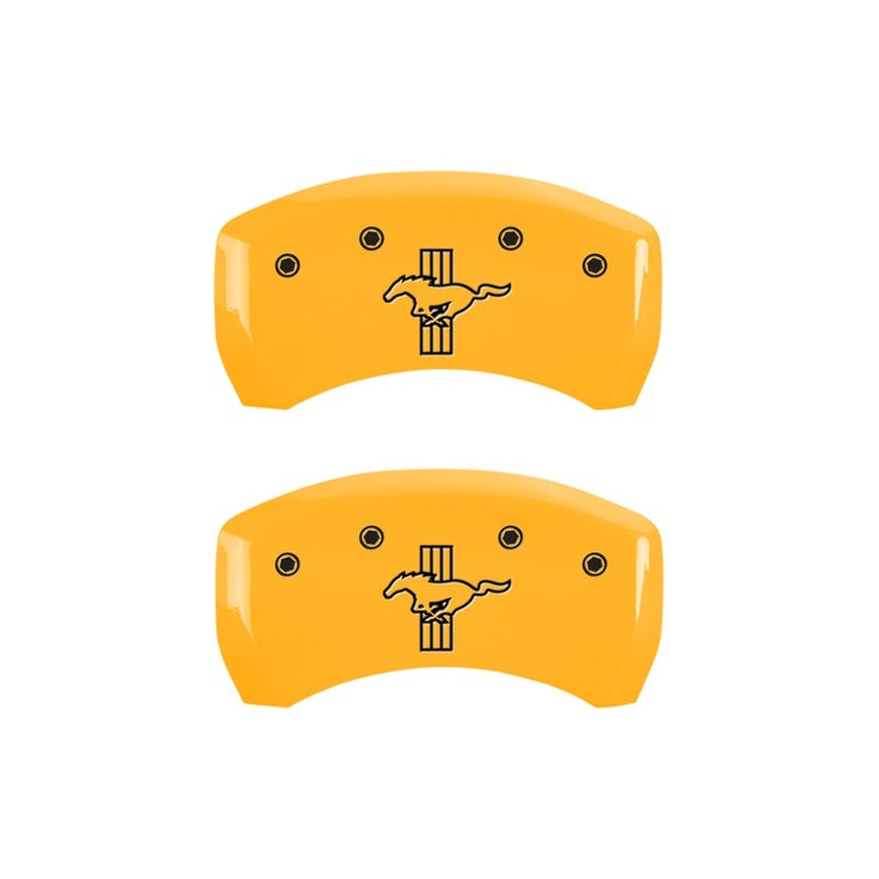 Load image into Gallery viewer, MGP Rear set 2 Caliper Covers Engraved Rear S197/Bar &amp; Pony Yellow finish black ch
