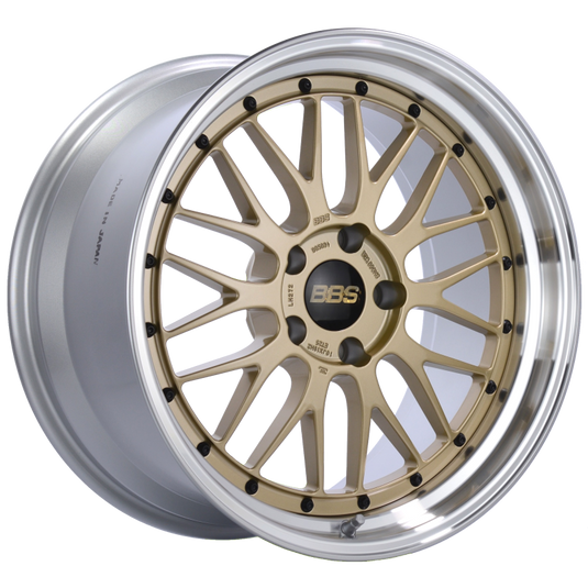 BBS LM 19x10 5x120 ET25 Gold Center Polished Lip Wheel -82mm PFS/Clip Required
