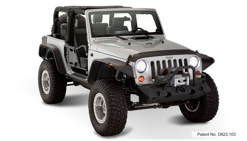 Load image into Gallery viewer, Bushwacker 07-18 Jeep Wrangler Flat Style Flares 4pc Fits 2-Door Sport Utility Only - Black
