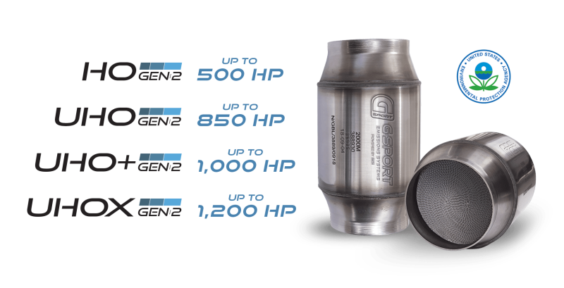 Load image into Gallery viewer, GESI G-Sport 400 CPSI GEN 2 EPA Compliant 2.5in Inlet/Outlet Catalytic Converter-4in x 4in-350-500HP
