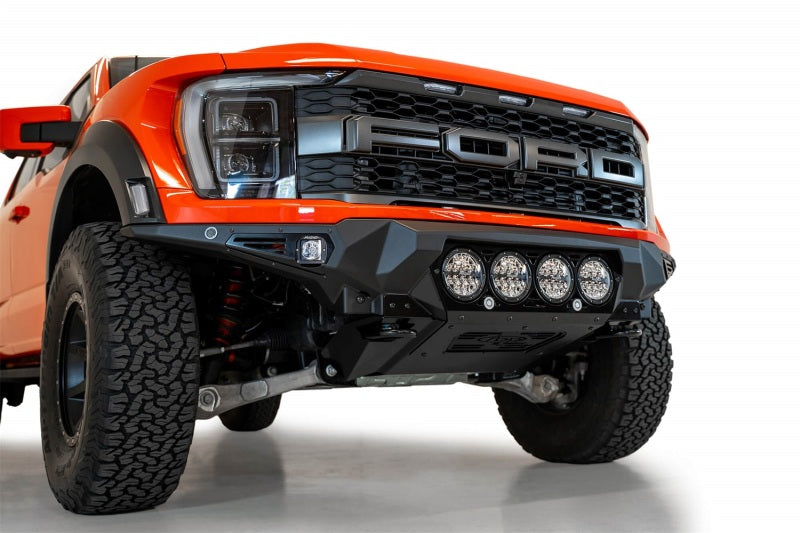 Load image into Gallery viewer, Addictive Desert Designs 2021+ Ford Raptor Bomber Front Bumper w/ 4 Rigid 360 6in Light Mounts
