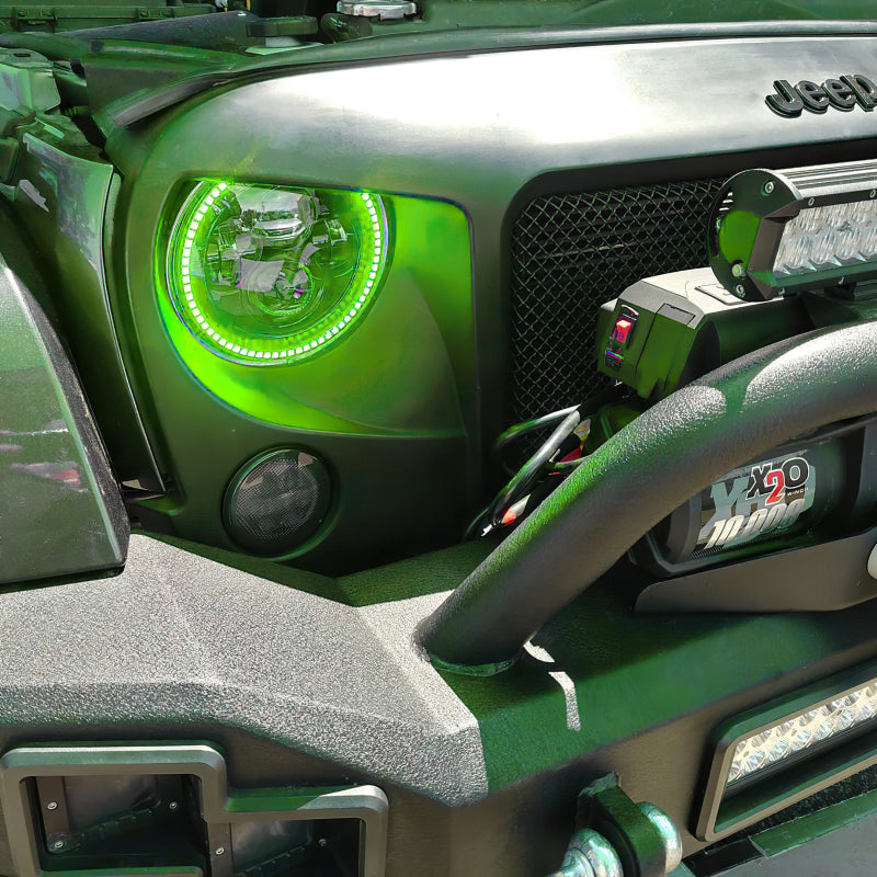 Load image into Gallery viewer, Oracle 7in High Powered LED Headlights - Black Bezel - Green
