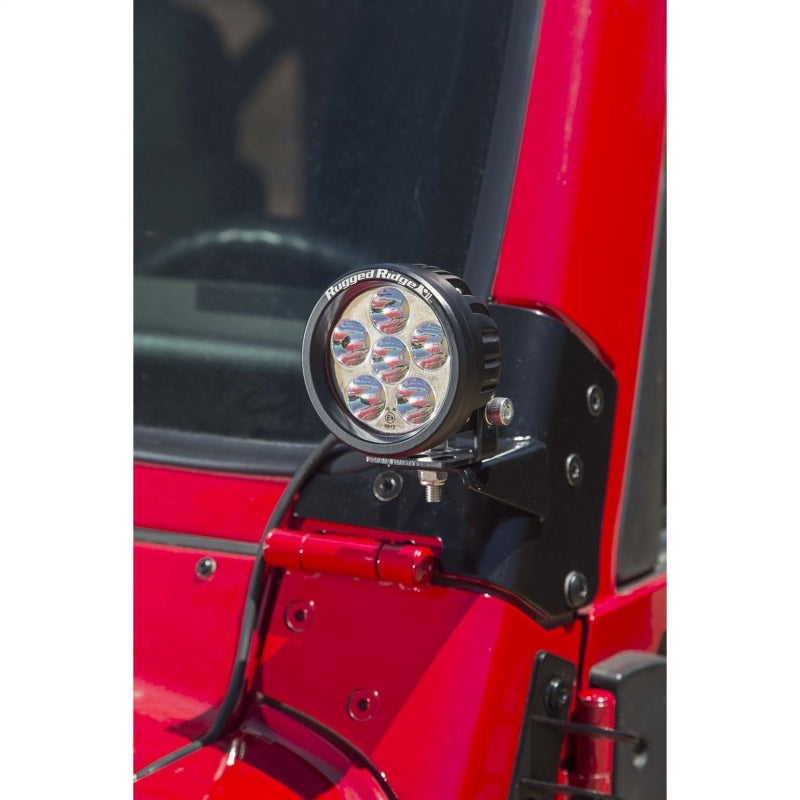 Load image into Gallery viewer, Rugged Ridge 97-06 Jeep Wrangler TJ Windshield Hinge Light Brackets Black
