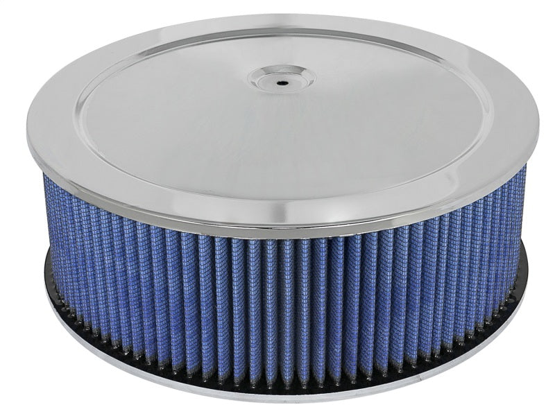 Load image into Gallery viewer, aFe MagnumFLOW Air Filters Round Racing P5R A/F Chrome Assy 14x5: Blk/Blue E/M
